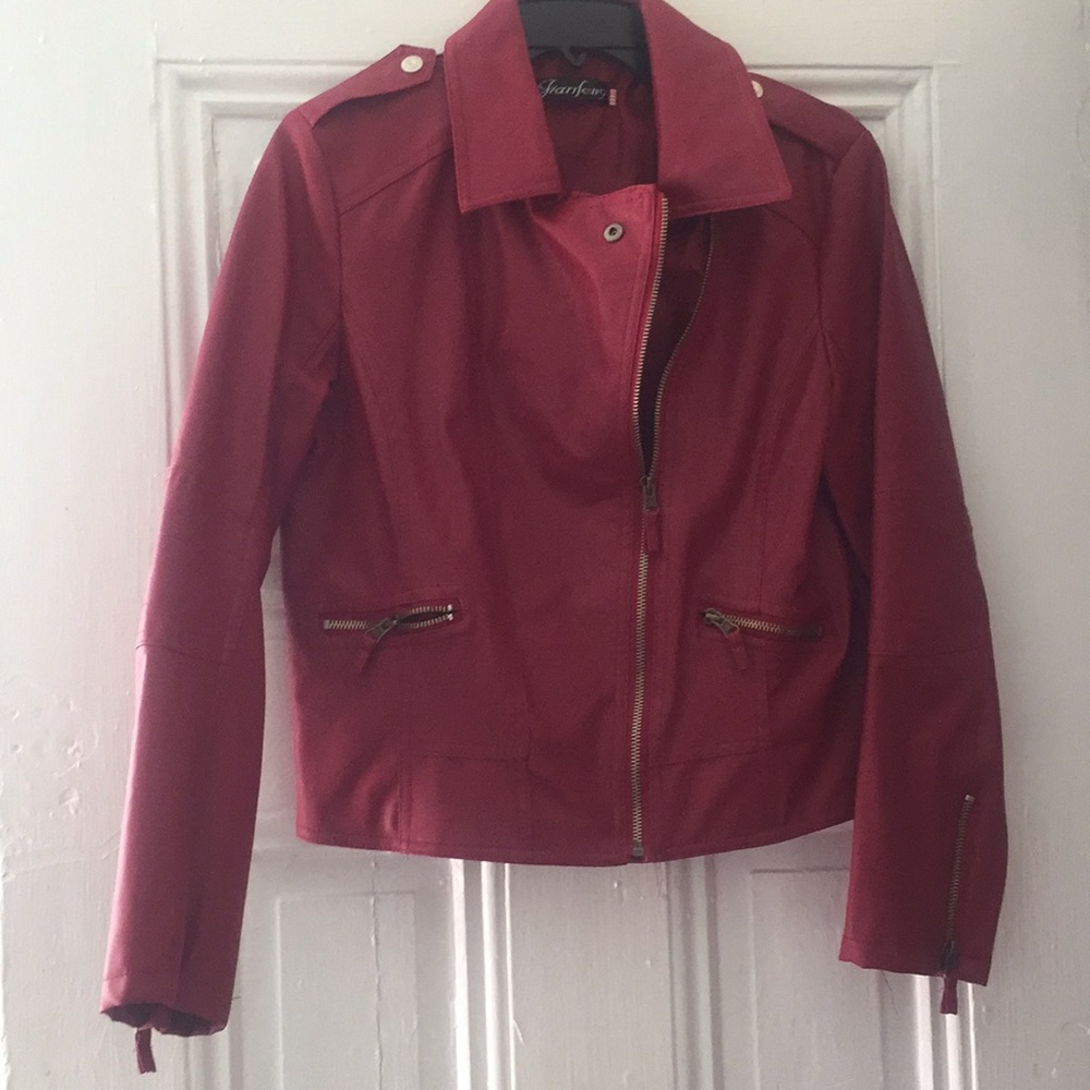 Red Faux Leather Jacket